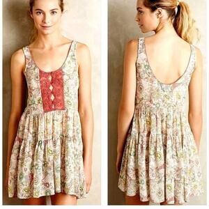 🌿 Anthropologie Fleur Wood Carina Paisley Chemise Dress – Sz L – Boho / Summer